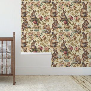 Bunny Tea Party Tuin Konijn Behang