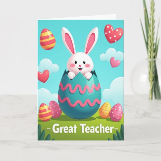 Bunny Teal Ei Golflijn Patroonkaart Kaart (Voorkant)