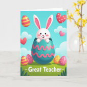 Bunny Teal Ei Golflijn Patroonkaart Kaart (Gele Bloem)