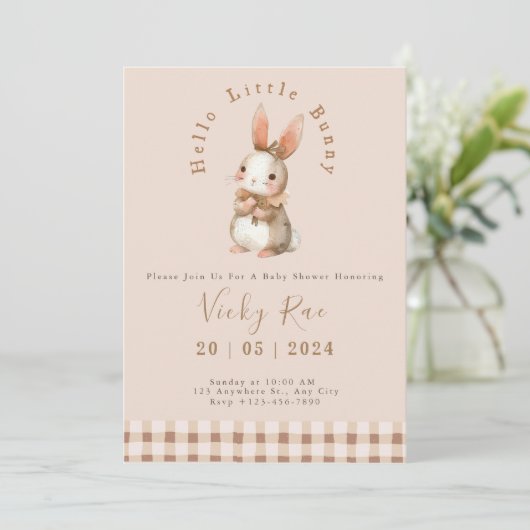 Bunny thema Babyshower voor baby meisje damesschaa Kaart (Staand voorkant)