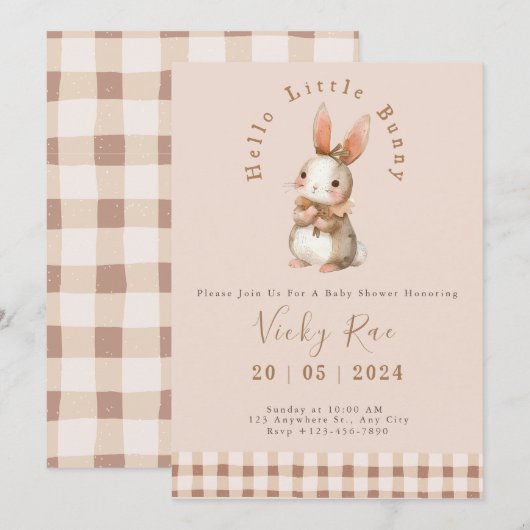 Bunny thema Babyshower voor baby meisje damesschaa Kaart (Voorkant / Achterkant)