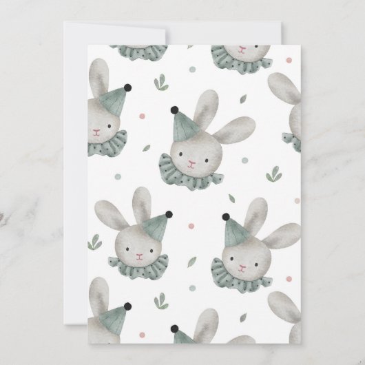 Bunny Theme First Birthday Invitation Kaart (Achterkant)
