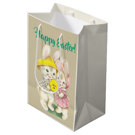 Bunny-Theme Paascadeau Tas Perfect voor Traktaties Medium Cadeauzakje (Voorkant Gekanteld)