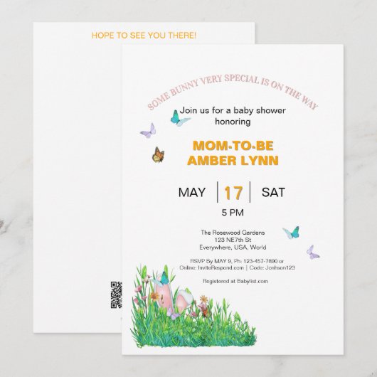 Bunny Theme Party Kaart (Voorkant / Achterkant)