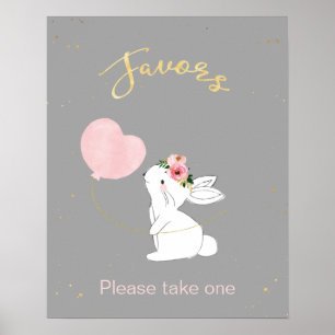 Bunny Thing Favors Baby shower Sign. Poster