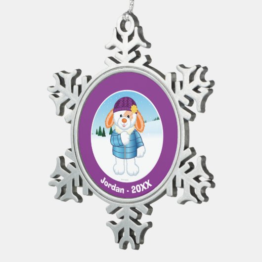 Bunny Tin Sneeuwvlok Ornament (Rechts)