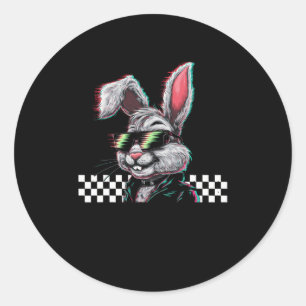 Bunny Trippy Vaporwave Pasen Techno Rave Edm Muzie Ronde Sticker