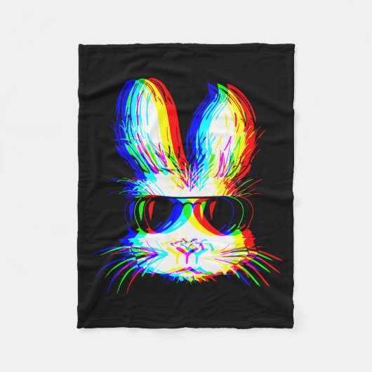 Bunny Trippy Varwave Easter Techno Rave Edm Music  Fleece Deken (Voorkant)