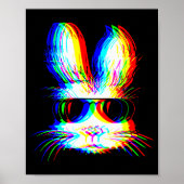 Bunny Trippy Varwave Easter Techno Rave Edm Music  Poster (Voorkant)