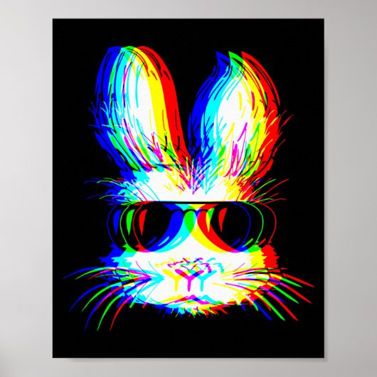 Bunny Trippy Varwave Easter Techno Rave Edm Music  Poster (Voorkant)