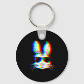 Bunny Trippy Varwave Easter Techno Rave Edm Music Sleutelhanger (Voorkant)