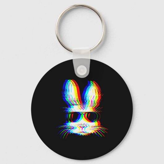 Bunny Trippy Varwave Easter Techno Rave Edm Music Sleutelhanger (Voorkant)