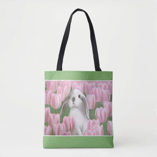 Bunny & Tulips Tote Bag (Voorkant)