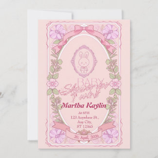 Bunny Twin Baby Shower Invitation Kaart