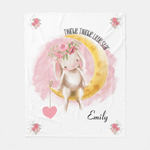 Bunny Twinkle Little Star Nursery Rhym Fleece Deken
