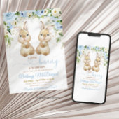 Bunny twins baby shower kaart