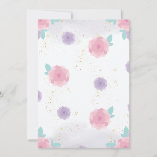 Bunny Unicorn Verjaardag Uitnodiging, Bunny Verjaa Kaart (Achterkant)