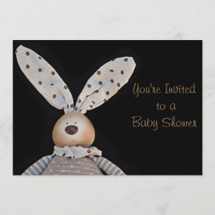 Bunny unisex babydoucheuitnodigingen op zwart kaart