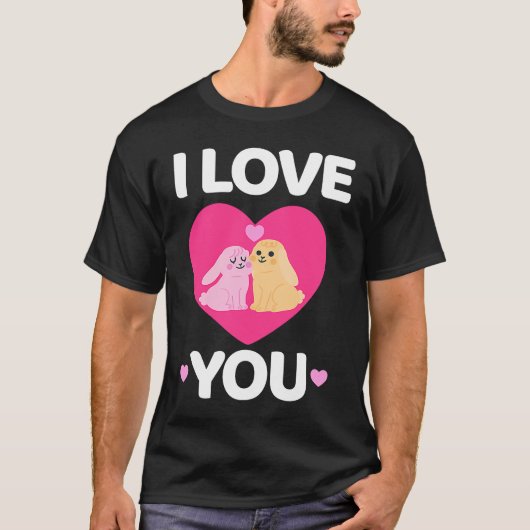 Bunny Valentine's Day I Love You Couples Men Women T-shirt (Voorkant)