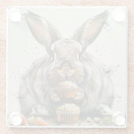 Bunny Verjaardag Glazen Onderzetter (Achterkant)