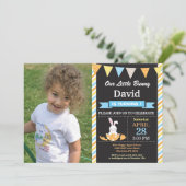 Bunny Verjaardag Jongen Easter Egg Verjaardag Kaart (Staand voorkant)