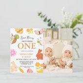 Bunny Verjaardag Paasei Tweeling 1e Eerste Verjaar Kaart (Staand voorkant)