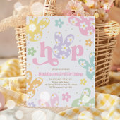 Bunny Verjaardag Pastel Daisy Floral Spring Party Kaart