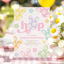 Bunny Verjaardag Pastel Daisy Floral Spring Party