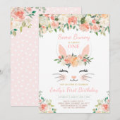 Bunny Verjaardag Uitnodiging Enkele Bunny Verjaard (Voorkant / Achterkant)