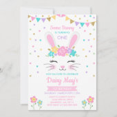Bunny Verjaardag Uitnodiging Enkele Bunny Verjaard (Voorkant)