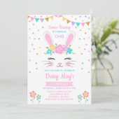 Bunny Verjaardag Uitnodiging Enkele Bunny Verjaard (Staand voorkant)