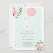 Bunny Verjaardag Uitnodiging Enkele Bunny Verjaard (Voorkant)