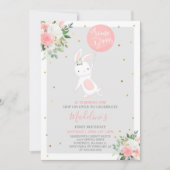 Bunny Verjaardag Uitnodiging Enkele Bunny Verjaard (Voorkant)