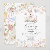 Bunny Verjaardag uitnodiging, ons kleine konijntje Kaart (Voorkant / Achterkant)