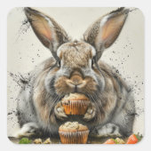 Bunny Verjaardag Vierkante Sticker (Voorkant)
