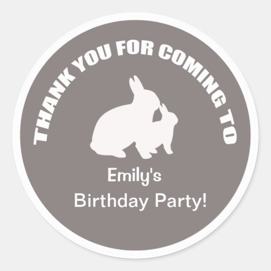 Bunny verjaardagsfeest bedankt espresso sticker. ronde sticker (Voorkant)