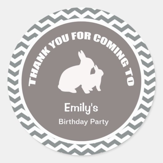 Bunny verjaardagsfeest bedankt espresso ticker ronde sticker (Voorkant)