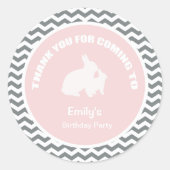 Bunny verjaardagsfeest bedankt roze sticker (Voorkant)