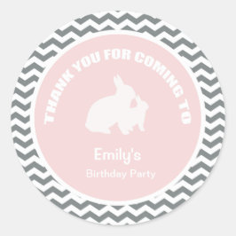 Bunny verjaardagsfeest bedankt roze sticker