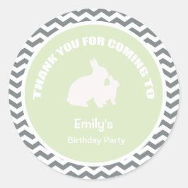 Bunny verjaardagsfeest dank je groene sticker