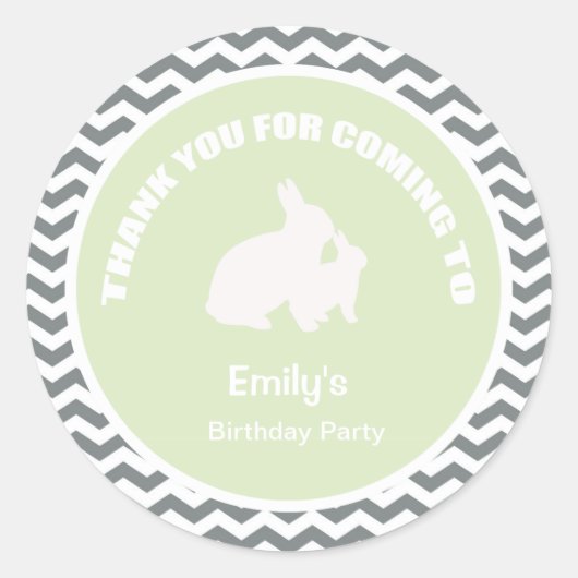 Bunny verjaardagsfeest dank je groene sticker (Voorkant)