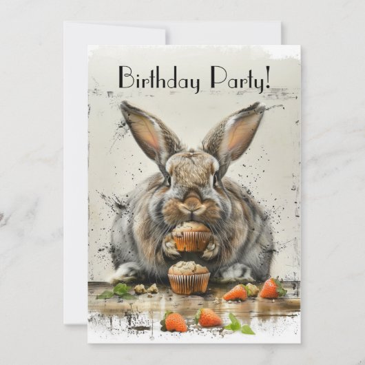 Bunny Verjaardagsfeestje Feestdagenkaart (Voorkant)