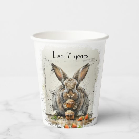 Bunny Verjaardagsfeestje Papieren Bekers (Achterkant)
