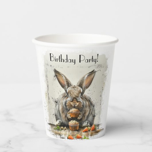 Bunny Verjaardagsfeestje Papieren Bekers (Voorkant)