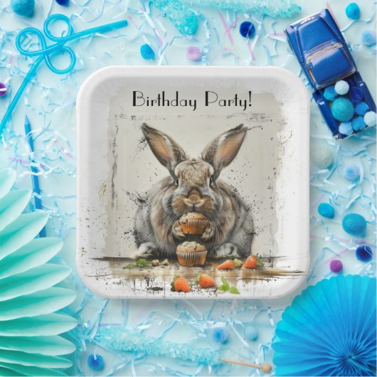 Bunny Verjaardagsfeestje Papieren Bordje (Feest)
