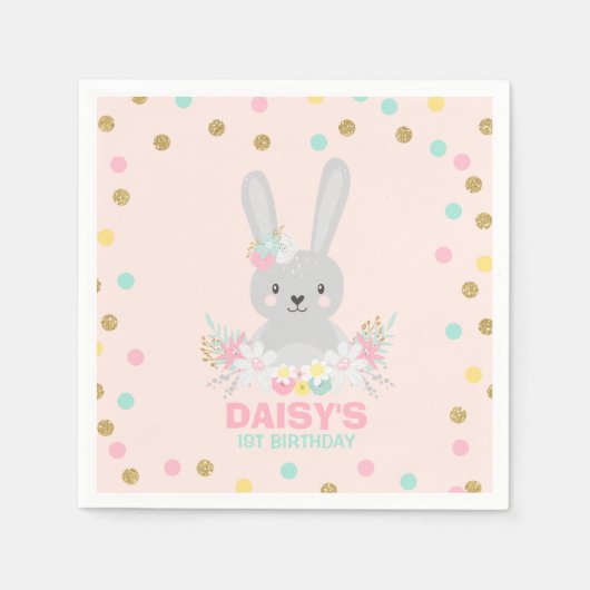 Bunny verjaardagsfeestje servet wat Bunny Verjaard (Voorkant)