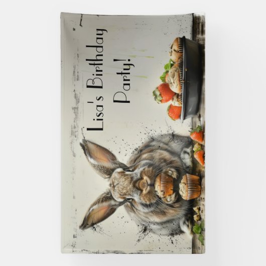 Bunny Verjaardagsfeestje Spandoek (Verticaal)