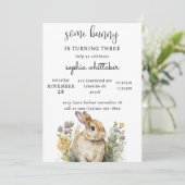 Bunny verjaardagsuitnodiging | Lente Verjaardag Kaart (Staand voorkant)