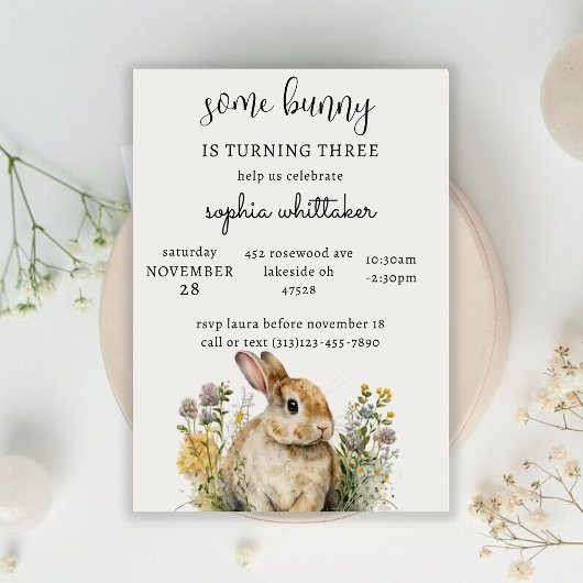 Bunny verjaardagsuitnodiging | Lente Verjaardag Kaart