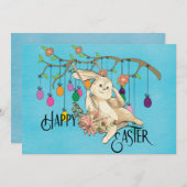 Bunny viert Paasdag Feestdagenkaart (Voorkant / Achterkant)